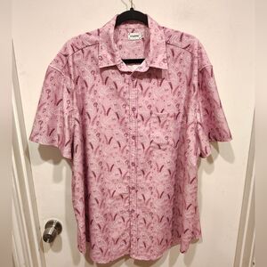Crowlines Men's Purple Cat Print Short Sleeve Button Down Casual Shirt Sz XXL